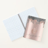 Cool Silver Glitter Drift Roos Gold Cupcake Notitieboek (Binnen)