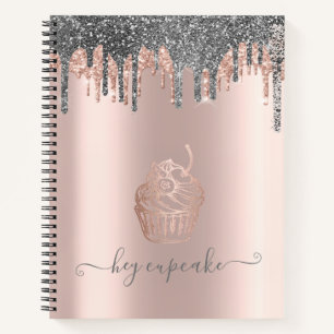 Cool Silver Glitter Drift Roos Gold Cupcake Notitieboek