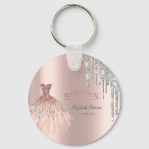 Cool Silver Glitter-schijven, Dress Roos Gold Sleutelhanger