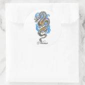 Cool Silver Oriental Dragon tattoo Ronde Sticker (Tas)