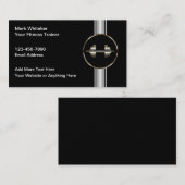 Cool Silver Tone Barbell Fitness Training Visitekaartje (Voorkant / Achterkant)