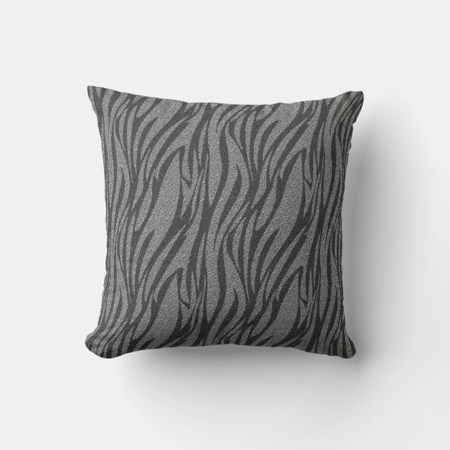 Cool Silver Zebra Print Pattern Pillow Kussen (Voorkant)