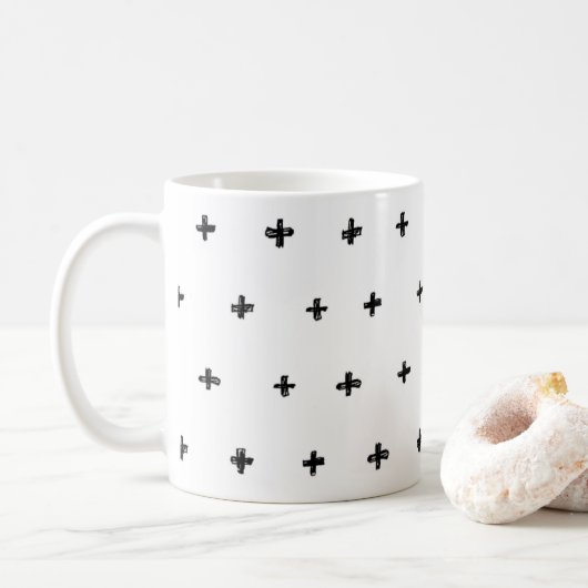 Cool simple noir croix café mug (Avec donut)