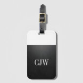 Cool Simple Texture Black White Monogram Bagagelabel (Voorkant (verticaal))
