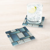 Cool simulated Blue Denim Fabric Glazen Onderzetter (Schuin)