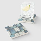 Cool simulated Blue Denim Fabric Stenen Onderzetter (Zijkant)