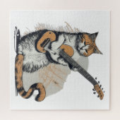 Cool Sinaasappel Cat Jamming op de gitaar Legpuzzel (Horizontaal)