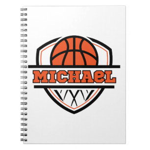 Cool Sinaasappel Zwart Basketbal Sport Notitieboek