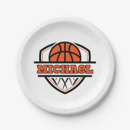 Cool Sinaasappel Zwart Basketbal Sport Papieren Bordje