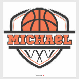 Cool Sinaasappel Zwart Basketbal Sport Sticker