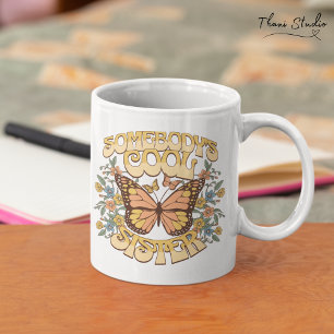 Cool Sister Butterfly Wild Flower  Retro Extra Grote Beker