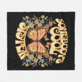 Cool Sister Butterfly Wild Flower  Retro Fleece Deken (Voorkant (Horizontaal))