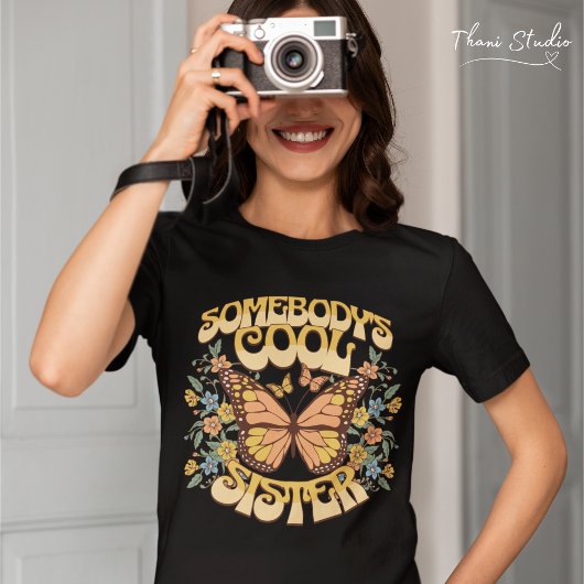 Cool Sister Butterfly Wild Flower Retro T-shirt