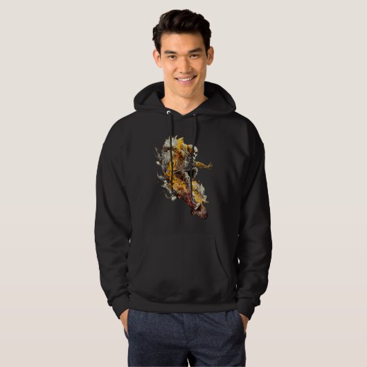 Cool Skateboarding Skeleton with Flames Fun Skateb Hoodie (Voorkant volledig)