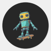 Cool Skating Robot With Skateboard Costume Ronde Sticker (Voorkant)