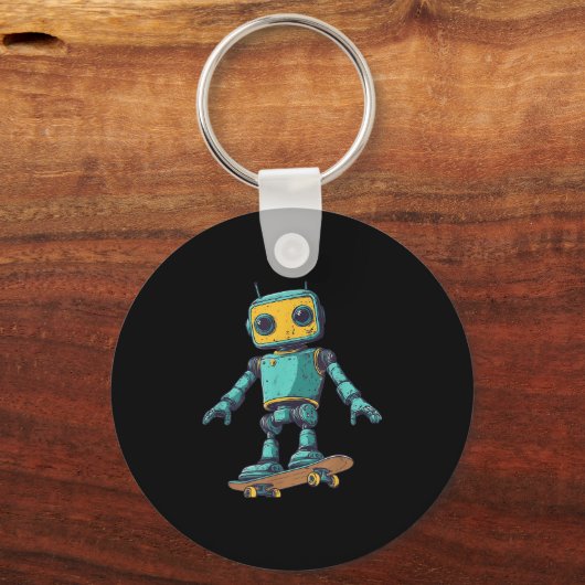 Cool Skating Robot With Skateboard Costume Sleutelhanger (Voorkant)