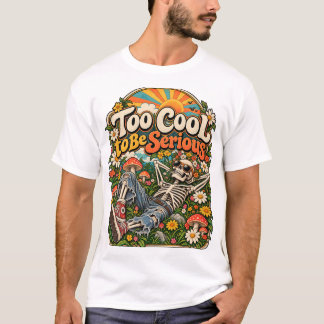 Cool skelet in een bloeiende tuin t-shirt