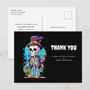 Cool skelet in een hoge hoed Halloween bedankt Briefkaart