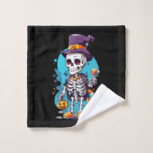 Cool Skelet in een Top Hat Halloween Bad Handdoek (Wasdoekje)