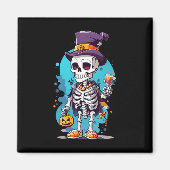 Cool Skelet in een Top Hat Halloween Magneet (Voorkant)