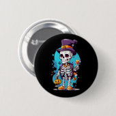Cool Skelet in een Top Hat Halloween Ronde Button 5,7 Cm (Voorkant /achterkant)