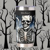 Cool skelet liefhebbers voeg naam toe geïsoleerde drinkbeker