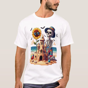 Cool skelet op het strand t-shirt
