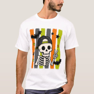 Cool Skelet Vredesteken Halloween T-Shirt