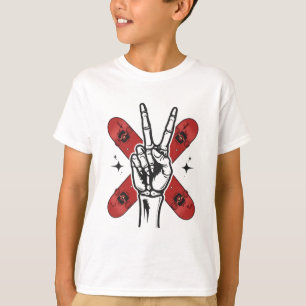 Cool skelet vredesteken skateboard kids T-shirt