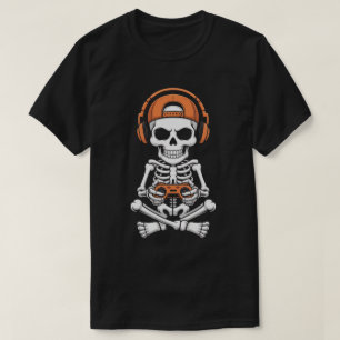 Cool skeletgamer met headset en controller t-shirt