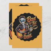 Cool Skeleton Bad to the Bone beroemd gemaakt door Kaart (Voorkant / Achterkant)