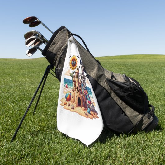 Cool Skeleton op het strand Golfhanddoek (Groen)