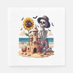 Cool Skeleton op het strand Servet