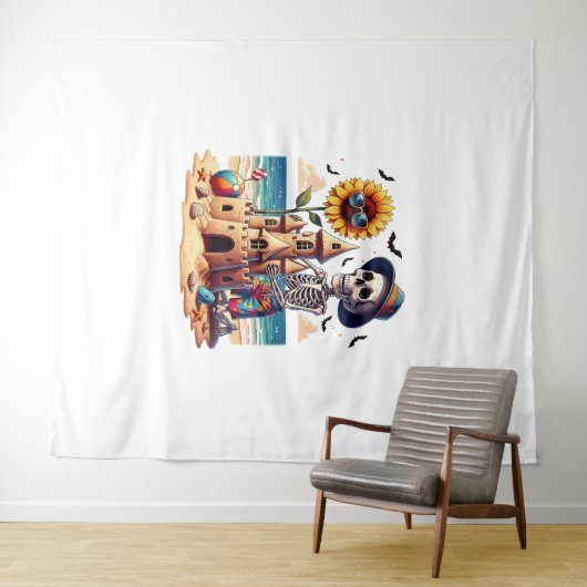 Cool Skeleton op het strand Wandkleed (In Situ (horizontaal))