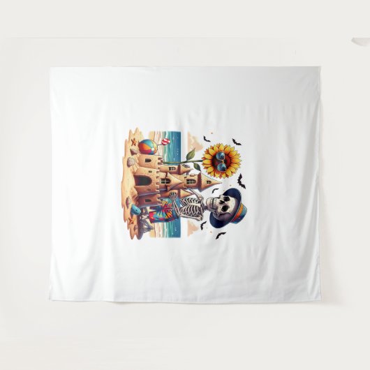 Cool Skeleton op het strand Wandkleed (Voorkant (horizontaal))