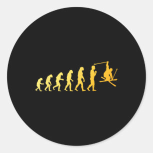 Cool skiën kunst voor mannen vrouwen skiën thema s ronde sticker