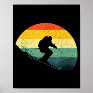 Cool skien voor mannen vrouwen retro ski sneeuw sk poster