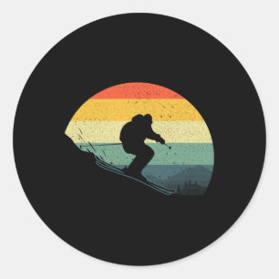 Cool skiën voor mannen vrouwen Retro skiën sneeuws Ronde Sticker