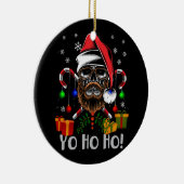 Cool Skull Beard Santa Pirate met Kerstmis Jolly R Keramisch Ornament (Rechts)