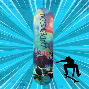 Cool Skull Blue gepersonaliseerd Skateboard