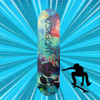 Cool Skull Blue gepersonaliseerd Skateboard
