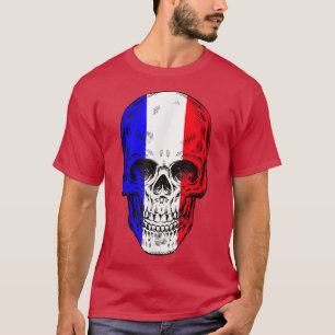 Cool Skull met Franse vlag T-Shirt Copy