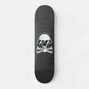 Cool Skull Sunbril & Headphones Black Gothic Skateboard
