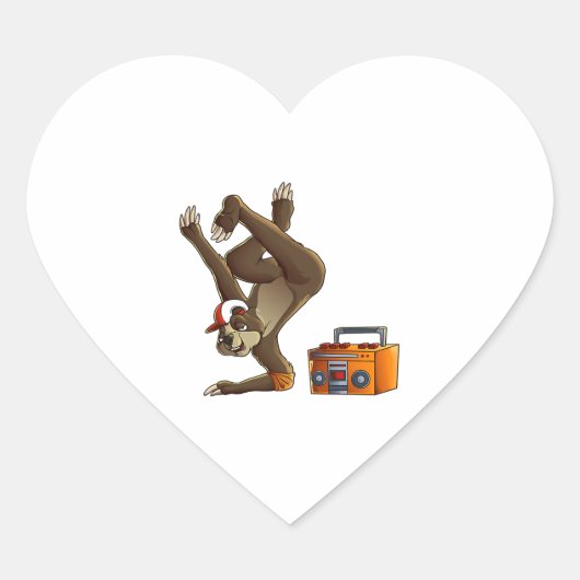 Cool Sloth Breakdanny Funny Hart Sticker (Voorkant)