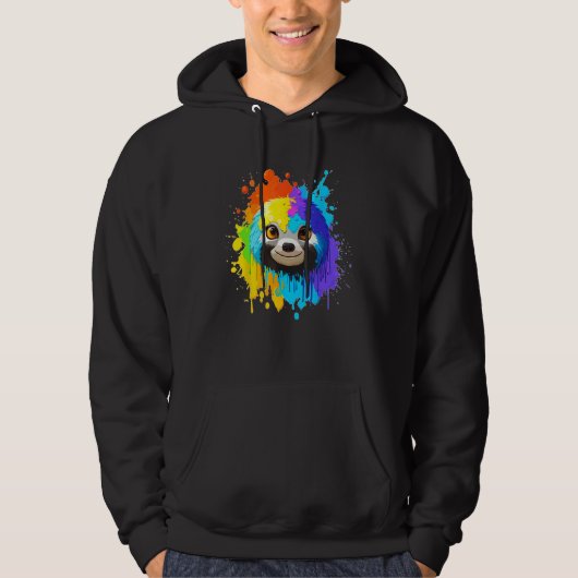 Cool Sloth Cute Colourful Splash Sloth Hoodie (Voorkant)