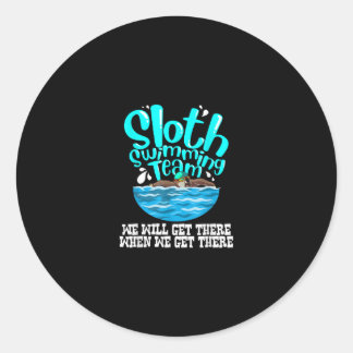 Cool Sloth Swimming Team Funny Animal Swimmer Ronde Sticker