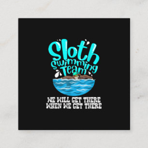 Cool Sloth Swimming Team Funny Animal Swimmer Vierkante Visitekaartje