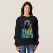 Cool Sloth With Sunglasses And Blue Jacket For Laz Trui (Voorkant volledig)