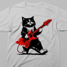 Cool smokingcat met rode elektrische gitaar