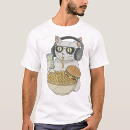 Cool Snack Cat with Headphones . T-shirt